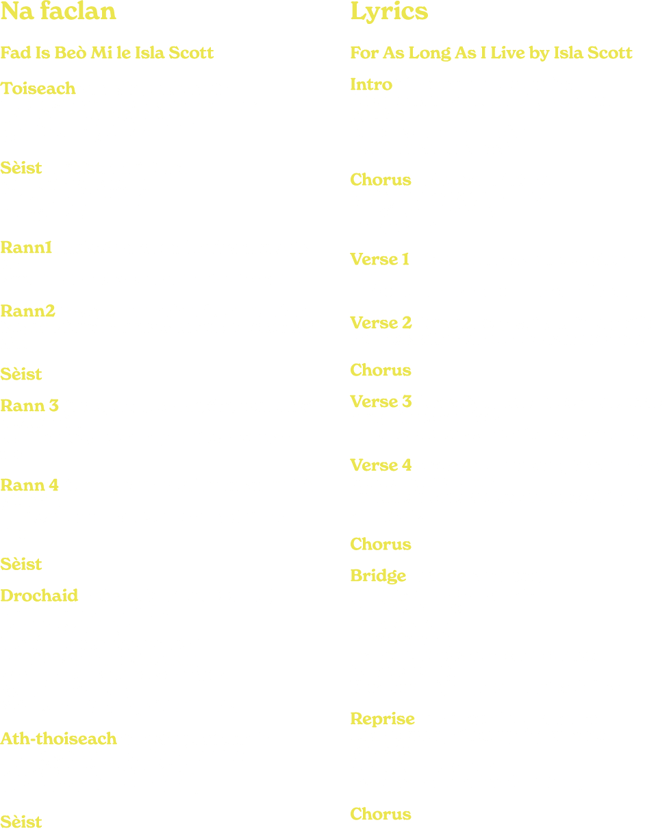Na faclan Fad Is Be Mi le Isla Scott Toiseach Am bi sinn gu deireadh t m A’ fulang s mhach gun str  son na h-ath lin...