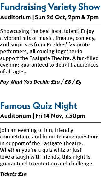 Fundraising Variety Show Auditorium | Sun 26 Oct, 2pm & 7pm Showcasing the best local talent! Enjoy a vibrant mix of ...