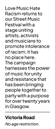 Love Music Hate Racism returns to our Street Music Festival with a stage uniting artists, activists and musicians to ...