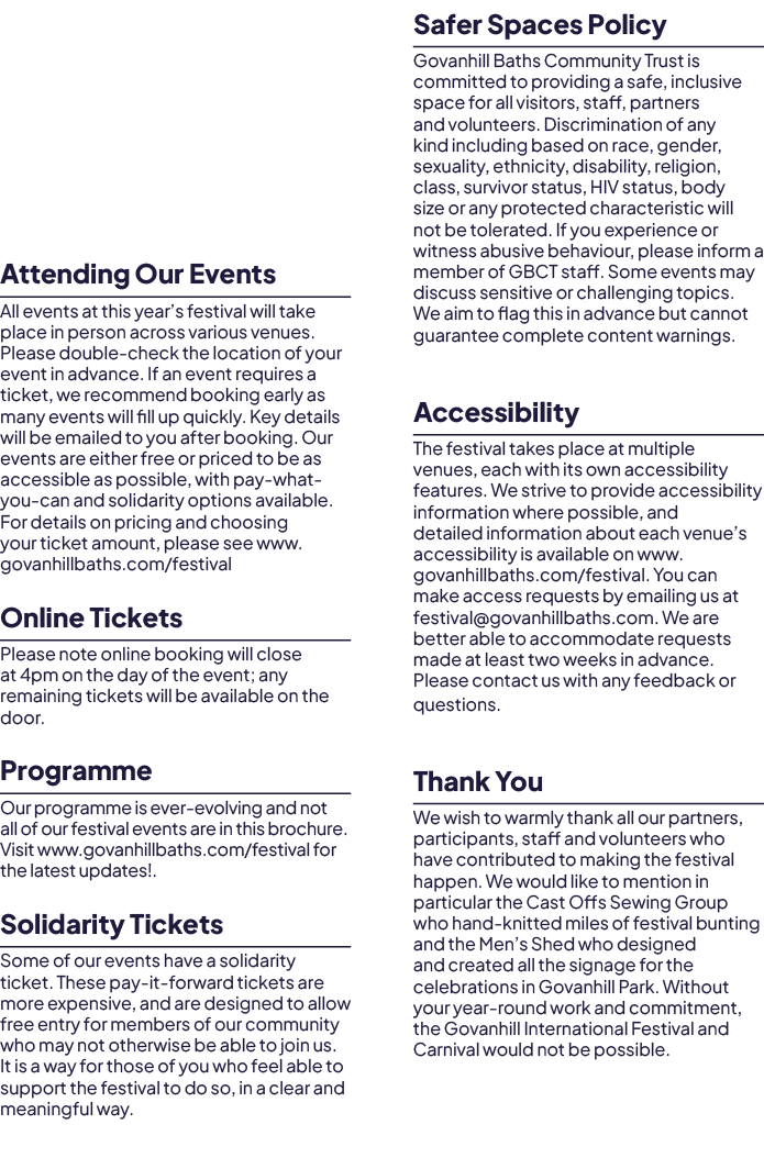  Attending Our Events All events at this year’s festival will take place in person across various venues. Please doub...