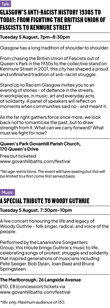 Talk Glasgow’s Anti Racist History 1930s to today: From fighting the British Union of Fascists to Kenmure Street Tues...