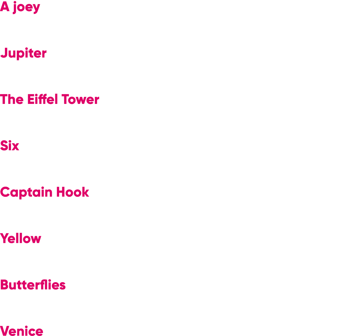 A joey Jupiter The Eiffel Tower Six Captain Hook Yellow Butterflies Venice