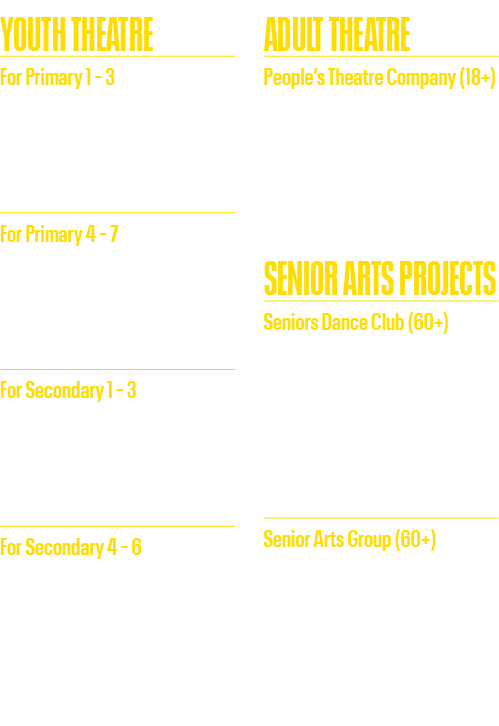 YOUTH THEATRE For Primary 1   3  Saturdays 10:00am   11:00am Winter Spring Term: 27 Jan   30 Mar 2024  Spring Summer    