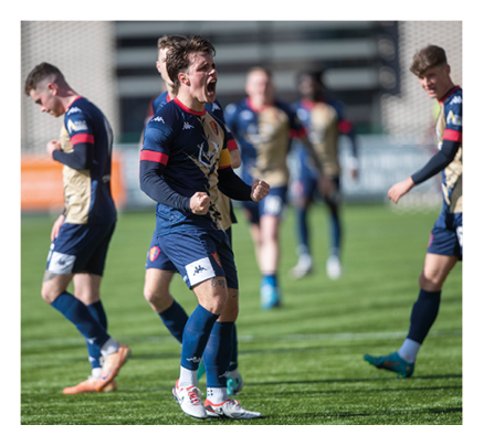 07APR24 East Kilbride’s second goal cele. East Kilbride 2 v 2 Tranent, Lowland League Cup Final 2024 at Broadwood Stadium, Cumbernauld. Tranent won on penalties.