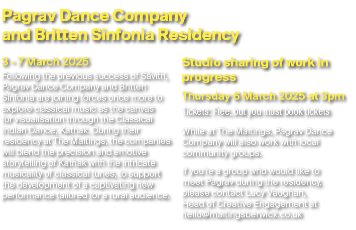 Pagrav Dance Company and Britten Sinfonia Residency 3 7 March 2025 Following the previous success of S vitri, Pagrav ...