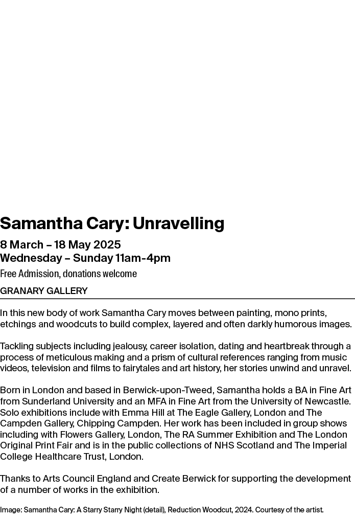 Samantha Cary: Unravelling 8 March – 18 May 2025 Wednesday – Sunday 11am 4pm Free Admission, donations welcome GRANAR...