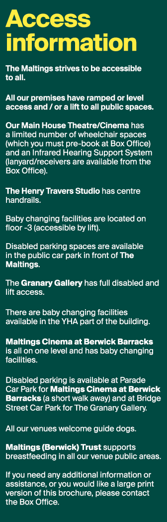 Access information The Maltings strives to be accessible to all. All our premises have ramped or level access and / o...
