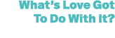 What’s Love Got To Do With It? 